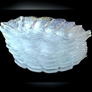 Vintage Orrefors Eden Set of 8 Glass Leaf Salad Plates Swedish Modern